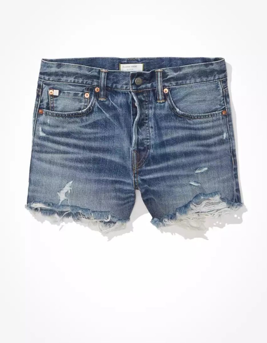 Shorts American Eagle AE77 Classiche Denim Indigo Lavage Femme | XQX-45365068